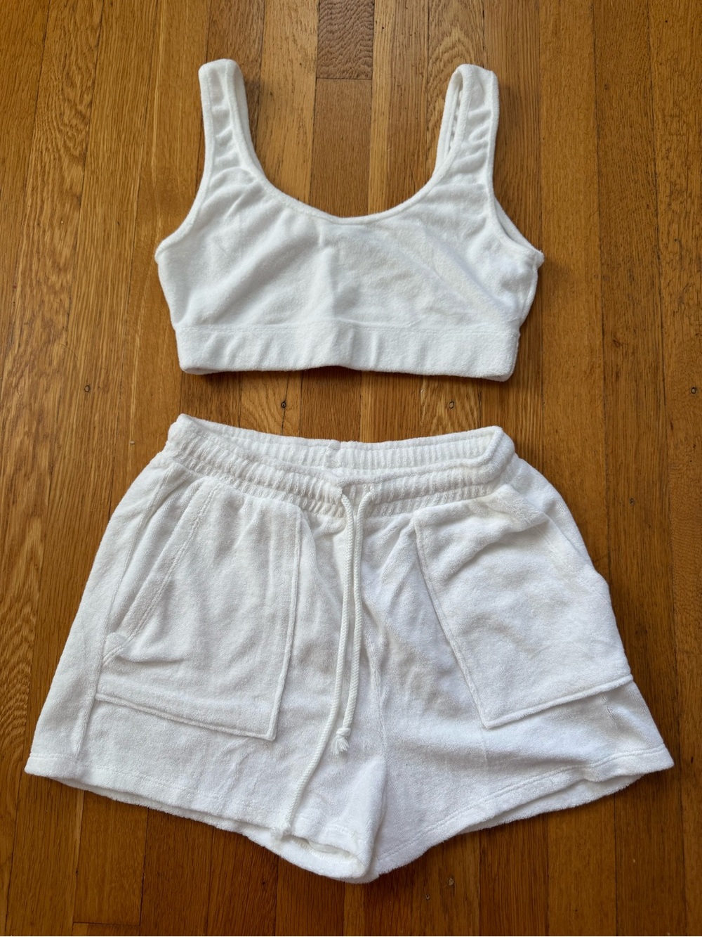 Zara White Terry Crop Tank